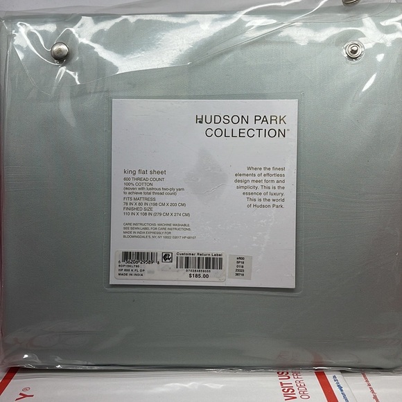BNWT Hudson park Collection King Flat Bedsheet 100% Egyptian cotton600TC Green - Picture 6 of 10